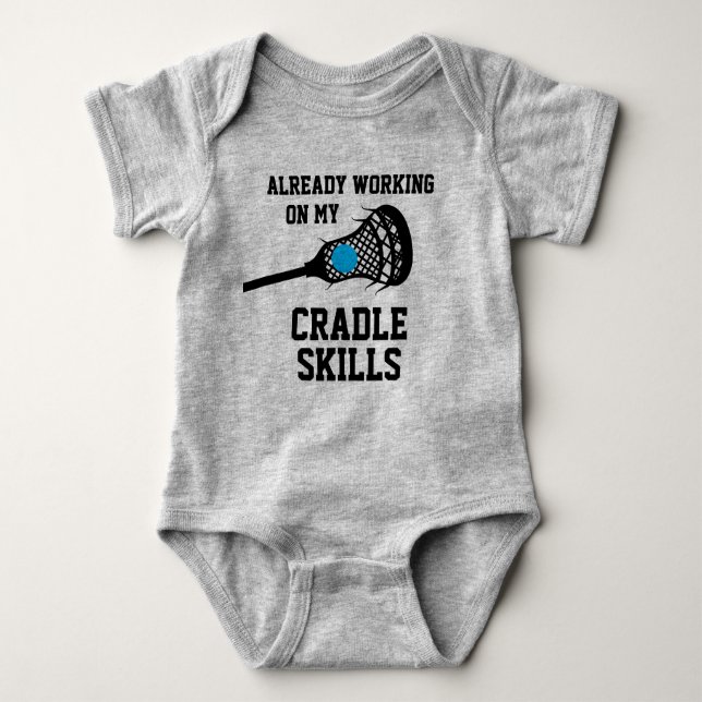 Lacrosse Player Parents Cradle Skills  Baby Bodysuit (Front)