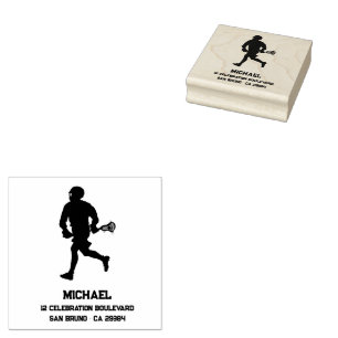Lacrosse Player Personalised  Rubber Stamp