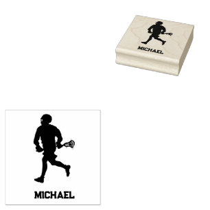 Lacrosse Player Personalised  Rubber Stamp