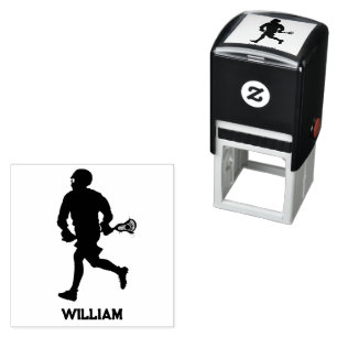 Lacrosse Player Personalized Name Self-inking Stamp