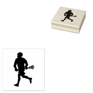 Lacrosse Player  Rubber Stamp