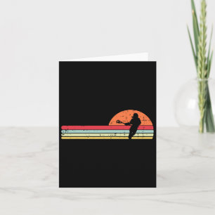 Lacrosse Player Silhouette Sunset Retro Lax Men Wo Card