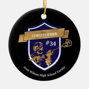 Lacrosse Player Team # Sports Award Ceramic Tree Decoration