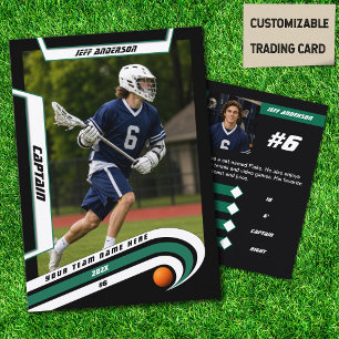 Lacrosse Player Trading Card in Lively Green