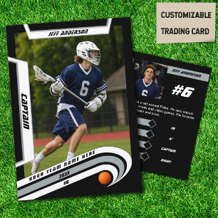 Lacrosse Player Trading Card in Lively Silver