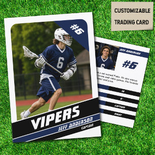 Lacrosse Player Trading Card Vigourous Blue White