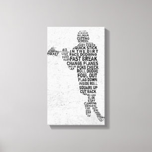 Lacrosse Player Typography Art Canvas Print