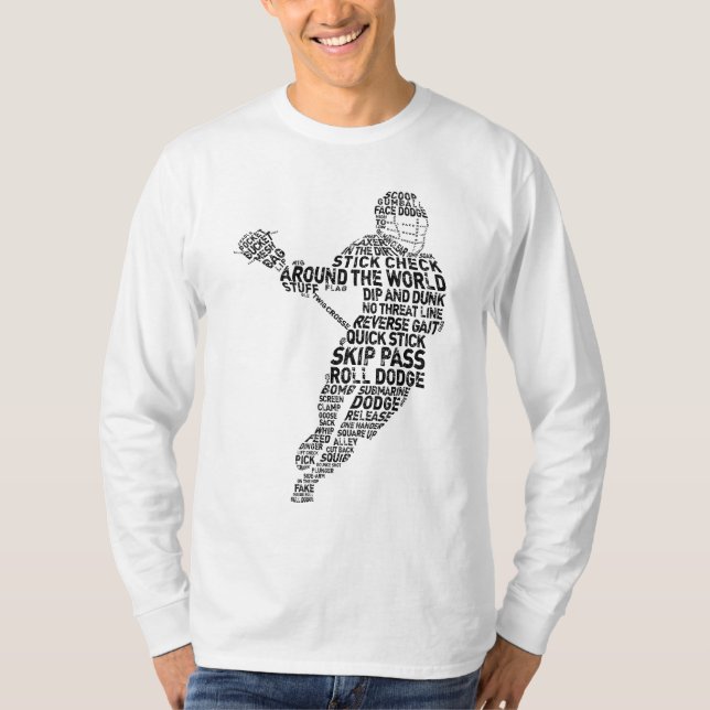 Lacrosse Player Typography T-Shirt (Front)