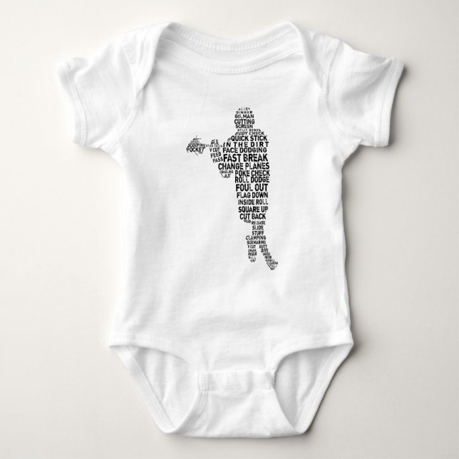 Lacrosse Player Typography T-Shirt Baby Bodysuit (Front)
