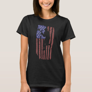 Lacrosse Player Vintage USA American Flag Patrioti T-Shirt