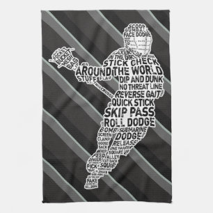 Lacrosse Player Word Art Design Tea Towel