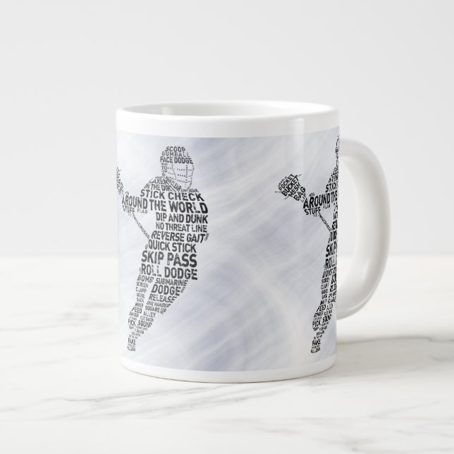 Lacrosse Player Word Art, Lax Large Coffee Mug (Front Right)