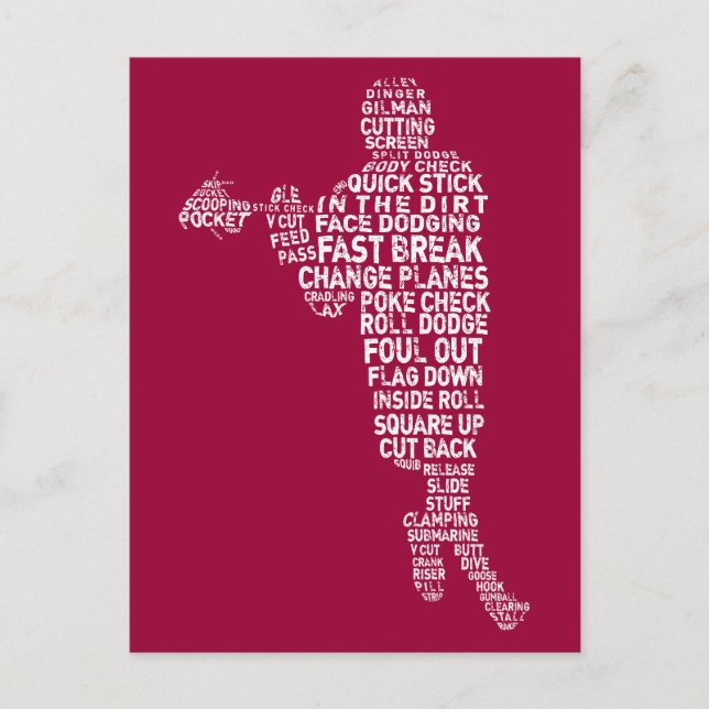 Lacrosse Player Word Art Postcard (Front)