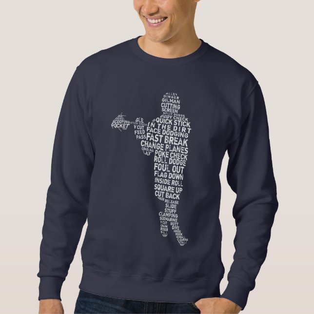 Lacrosse Player Word Art Sweatshirt (Front)
