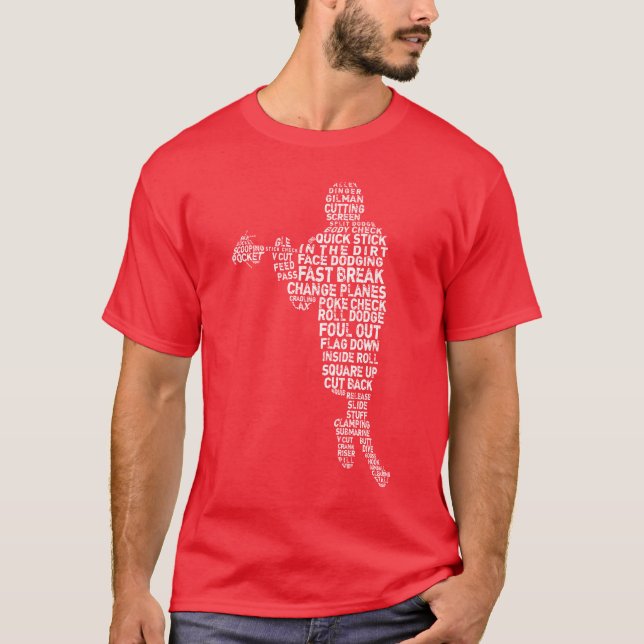 Lacrosse Player Word Art  T-Shirt (Front)