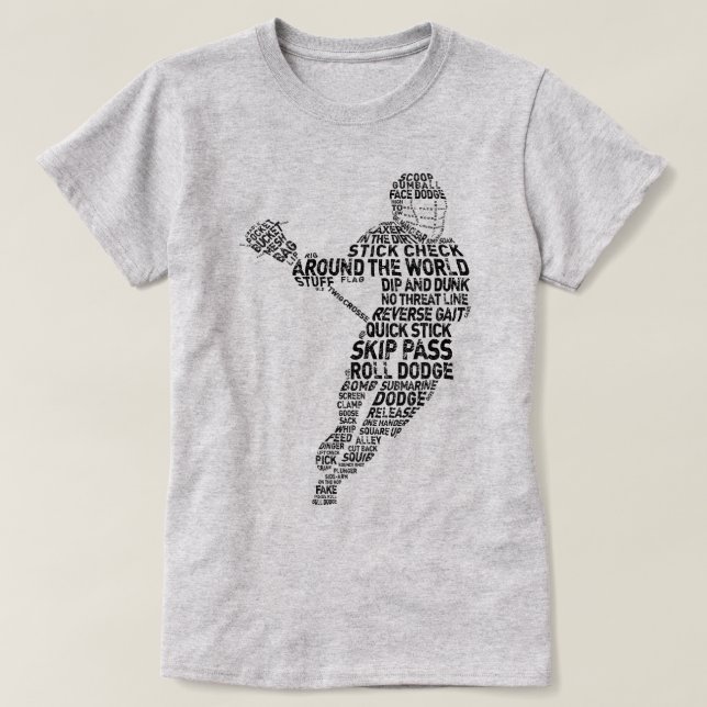 Lacrosse Player Word Art Wordle T-Shirt (Design Front)