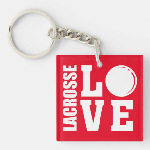 Lacrosse Players, Red Love Key Ring