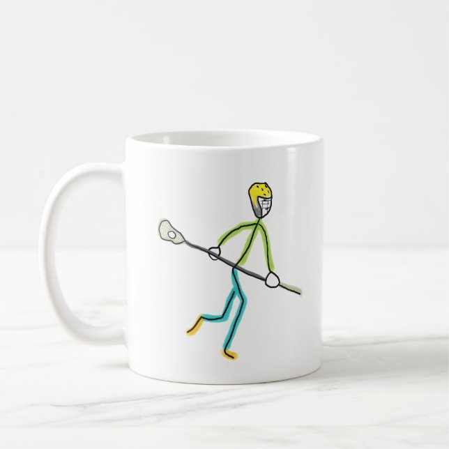 Lacrosse Playing Stickman Coffee Mug (Left)