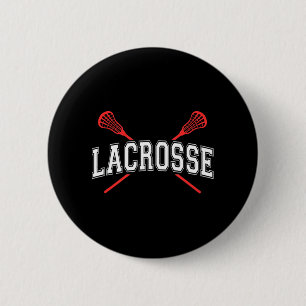 Lacrosse Red Crossed Sticks for youth or adult 6 Cm Round Badge