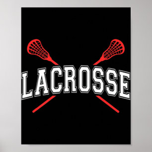 Lacrosse Red Crossed Sticks for youth or adult Poster