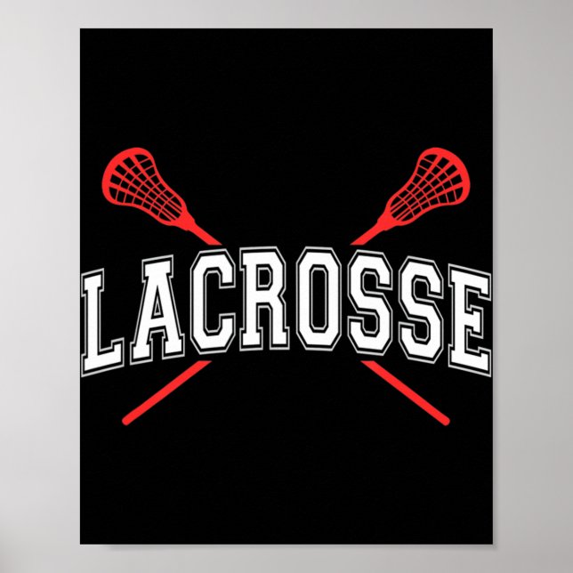 Lacrosse  Red Crossed Sticks  for youth or adult Poster (Front)