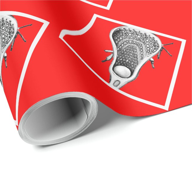 Lacrosse Red Gift Wrapping Paper (Roll Corner)