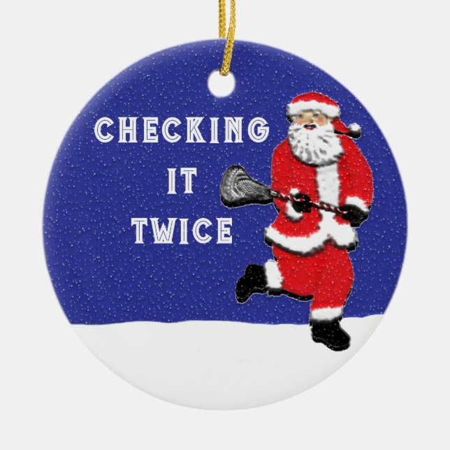 Lacrosse Santa Collectable Ceramic Tree Decoration (Front)