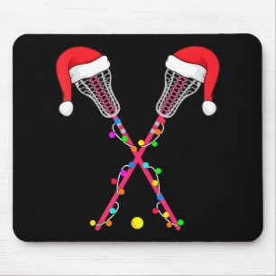 Lacrosse Santa Hat Christmas Lights Fun Sport Xmas Mouse Pad