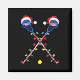 Lacrosse Santa Hat Christmas Lights Funny Sport Lo Magnet