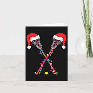 Lacrosse Santa Hat Christmas Lights Funny Sport Xm Card