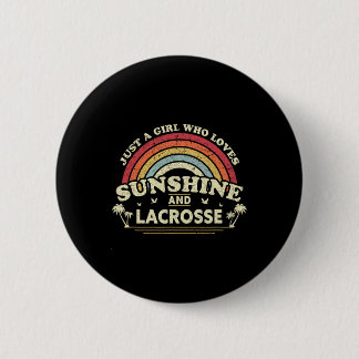 Lacrosse Shirt. A Girl Who Loves Sunshine And Lacr 6 Cm Round Badge