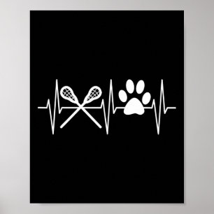 Lacrosse Shirt Funny Dog Lover Heartbeat Lacrosse Poster