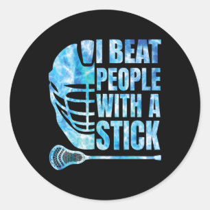 Lacrosse-shirt Lax I Beat People With A Stick Boys Classic Round Sticker