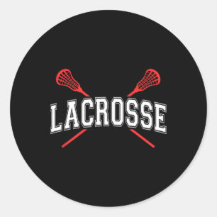 Lacrosse Shirt Red Crossed Sticks For Youth Or Adu Classic Round Sticker