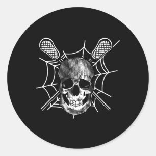 Lacrosse Skull Lazy Halloween Costume Skeleton Cro Classic Round Sticker