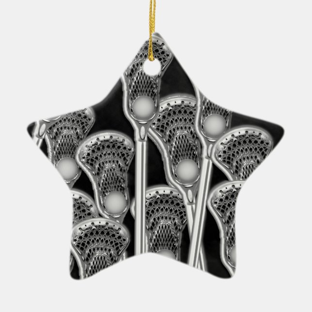 Lacrosse Sports Award Ceramic Tree Decoration (Front)