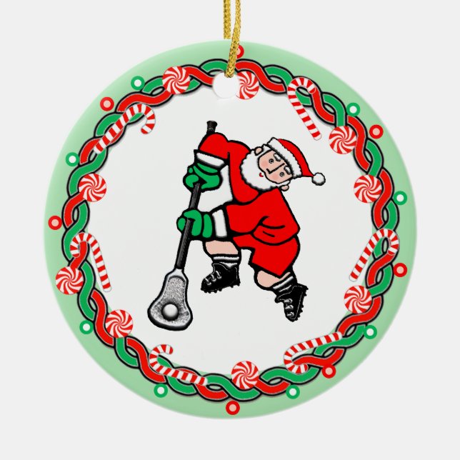 Lacrosse Sports Ceramic Tree Decoration (Front)