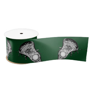 Lacrosse Sports Green Satin Ribbon
