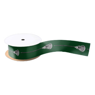 Lacrosse Sports Green Satin Ribbon