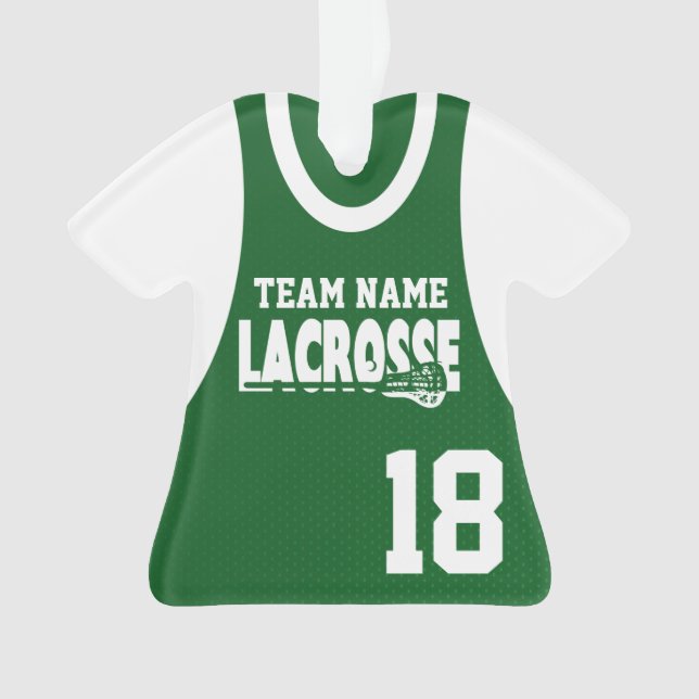Lacrosse Sports Jersey Green with Number Ornament (Front)