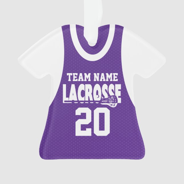 Lacrosse Sports Jersey Purple with Photo Ornament (Front)