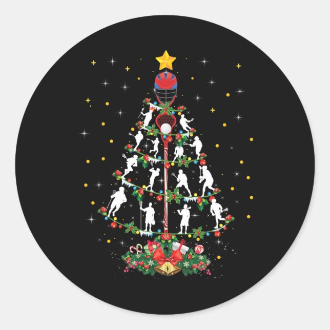 Lacrosse Sports Lover Xmas Santa Hat Lacrosse Chri Classic Round Sticker (Front)