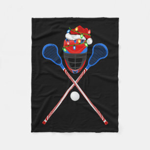 Lacrosse Sports Lover Xmas Santa Hat Lacrosse Chri Fleece Blanket