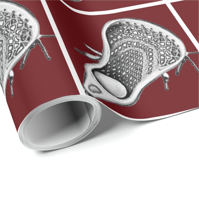 Lacrosse Sports Maroon Wrapping Paper (Roll Corner)