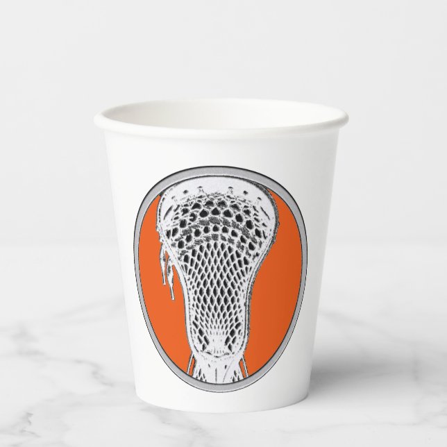 Lacrosse Sports Orange Paper Cups (Front)