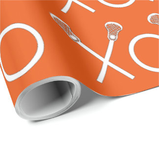 Lacrosse Sports Orange Wrapping Paper