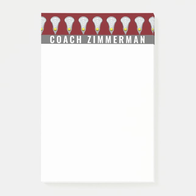 Lacrosse Sports Personalised Maroon Post-It Notes (Front)