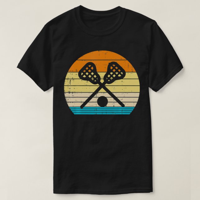 Lacrosse Stick Ball Sunset Retro La Player Men Wom T-Shirt (Design Front)