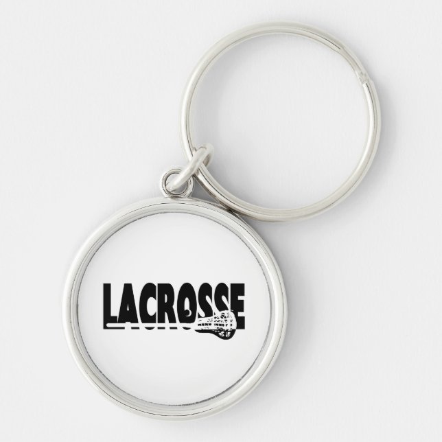 Lacrosse Stick Black and White Key Ring (Front)