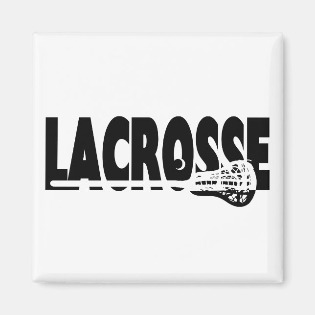 Lacrosse Stick Black and White Magnet (Front)